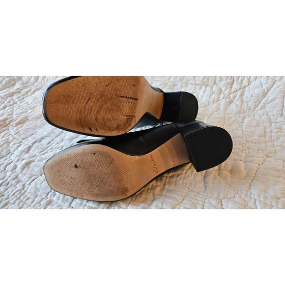 Clarks Womens Sheer55 Horsebit Heeled Tassel Loafers Black Leather US 9 EU 40 - Picture 4 of 5